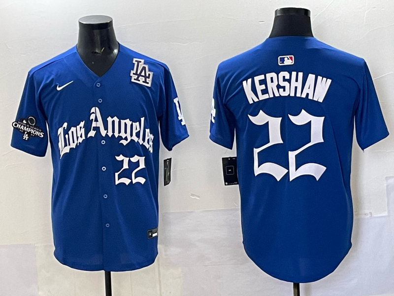 Men Los Angeles Dodgers #22 Kershaw Blue 2025 Nike MLB Jersey style 0043->los angeles dodgers->MLB Jersey